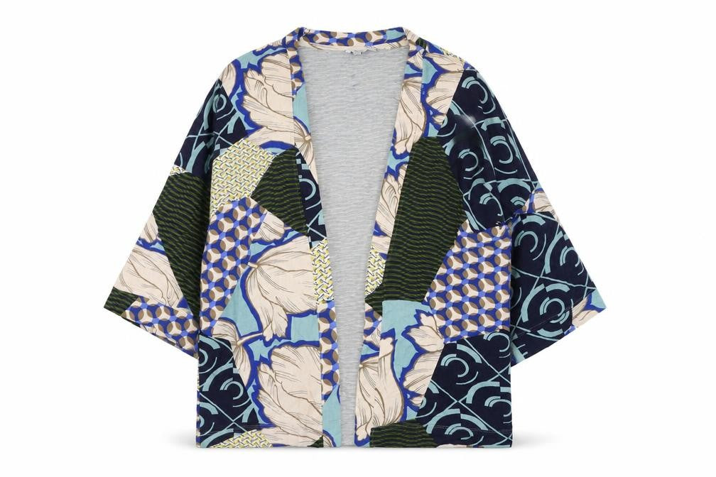 NEXT Womens Multicoloured Round Neck Geometric Viscose Cardigan Jumper Size M
