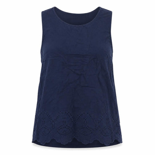 United Colors of Benetton Womens Blue  Cotton Camisole Tank Size S Round Neck