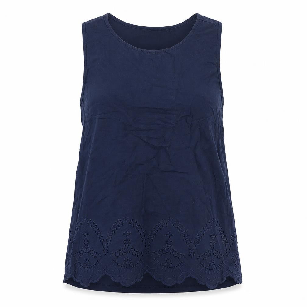 United Colors of Benetton Womens Blue  Cotton Camisole Tank Size S Round Neck