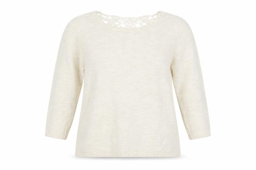 Front view of Vero Moda women’s white boat neck cotton jumper, size L