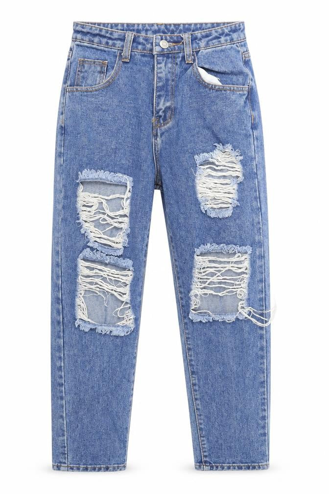 SheIn Womens Blue  Cotton Tapered Jeans Size XS L27 in Regular Button