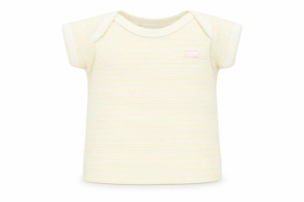 Front view of Boots Baby Multicoloured Striped Cotton Basic T-Shirt, size 3-6, Months Crew Neck Pullover