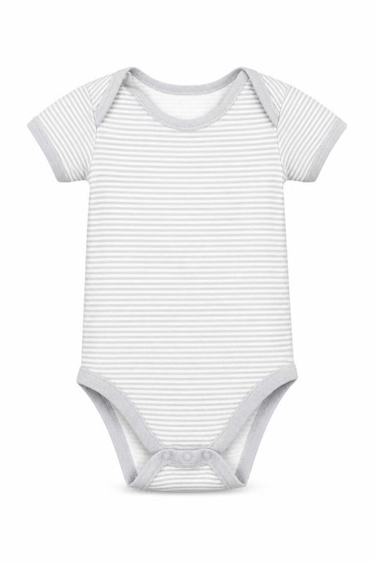 Matalan Baby Grey Striped 100% Cotton Babygrow One-Piece Size 12-18 Months  Button