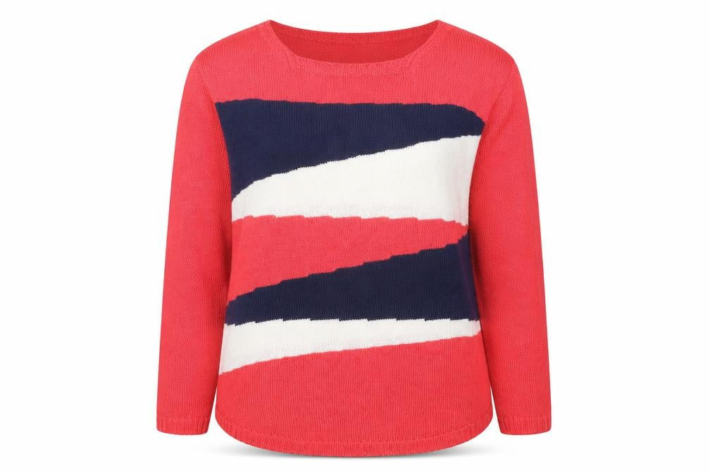 Front view of Gerard women’s pink crew neck acrylic jumper, size M, - abstract