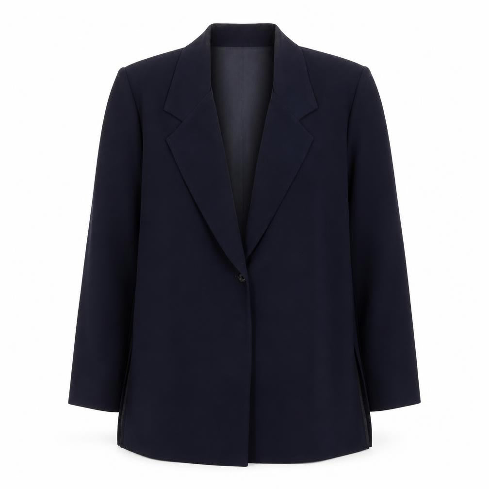 Front view of Spice women’s blue polyester jacket blazer, size UK 12