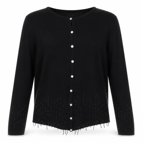 OPUS Womens Black Round Neck  Acrylic Cardigan Jumper Size M