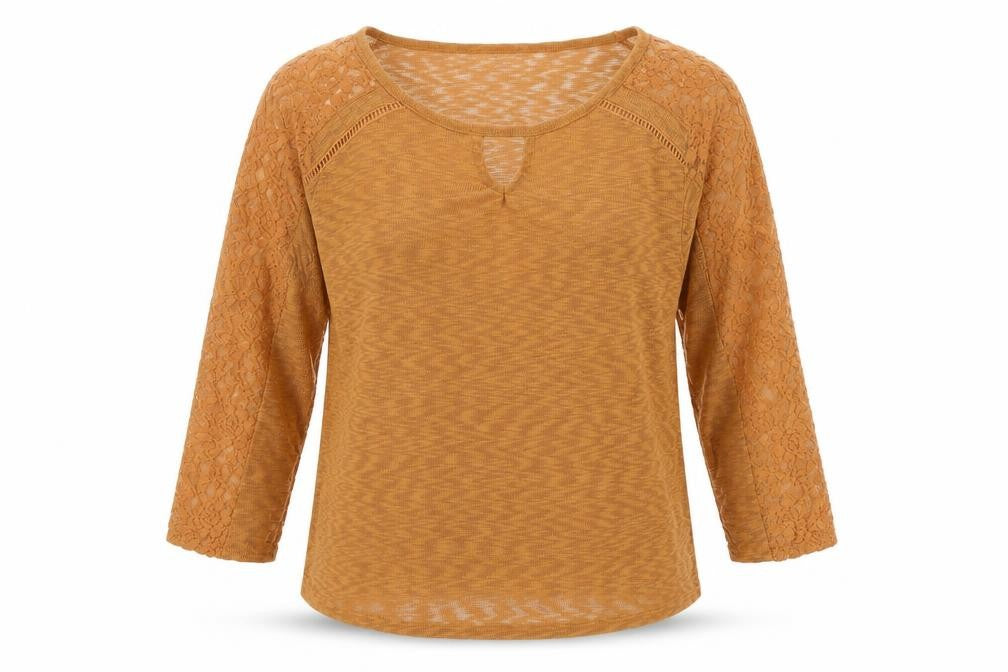 Front view of Natura women’s orange polyester basic t-shirt, size 2XL, round neck