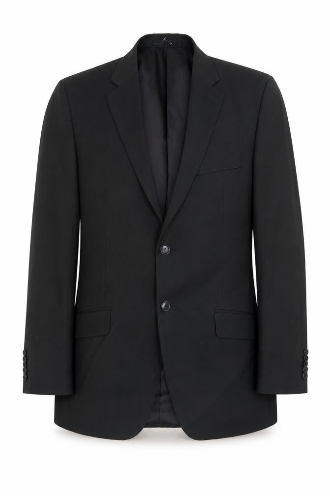 Front view of Linea men’s black polyester jacket blazer, size 42