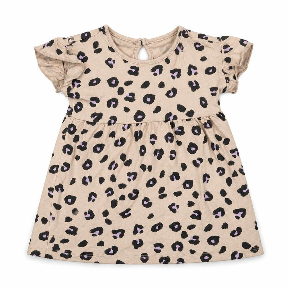 George Girls Beige Animal Print 100% Cotton Skater Dress  Size 9-12 Months  Round Neck Pullover