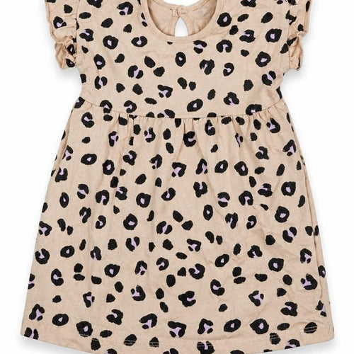 George Girls Beige Animal Print 100% Cotton Skater Dress  Size 9-12 Months  Round Neck Pullover