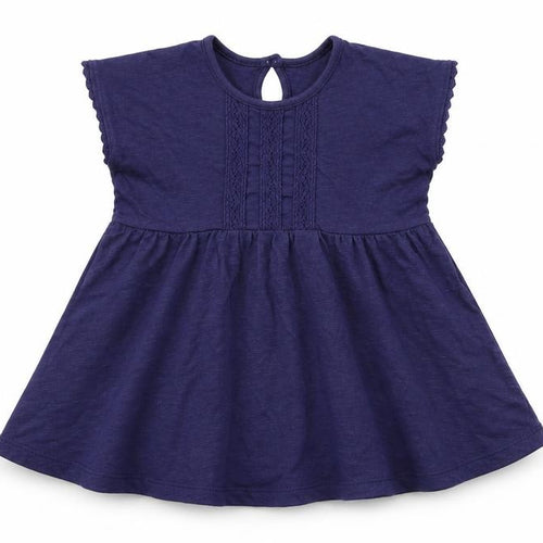 George Girls Blue  Cotton Skater Dress  Size 18-24 Months  Round Neck Button