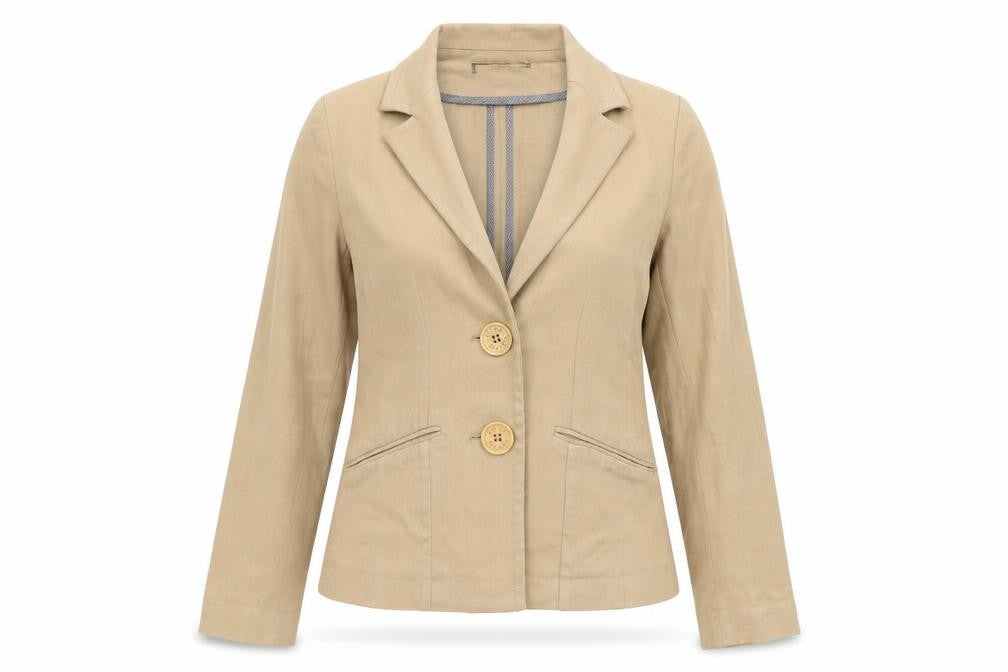 Front view of River Island women’s brown jacket coat, size UK 8, button