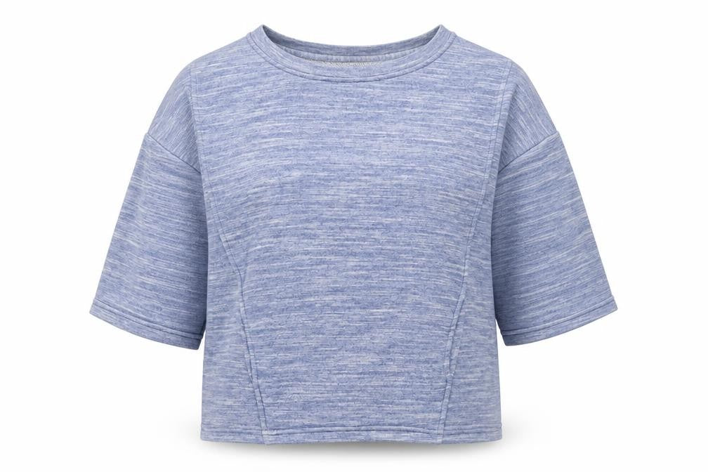 Front view of F&F women’s blue polyester pullover sweatshirt, size UK 14, pullover