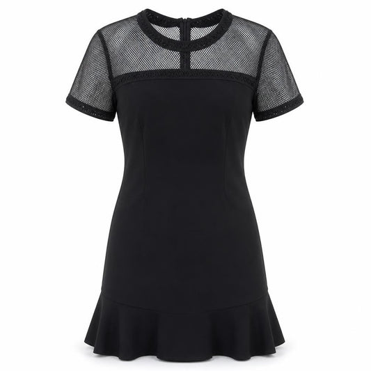 Front view of Just Addict women’s black polyester a-line, size M, round neck zip