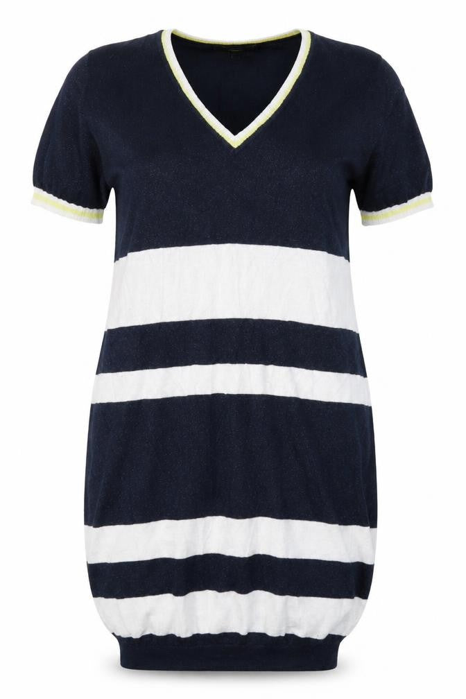 NEXT Womens Blue Striped Cotton Jumper Dress  Size 10  V-Neck Pullover
