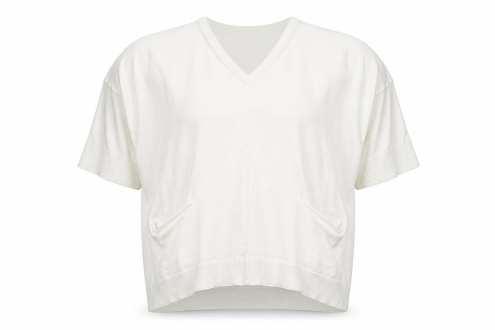Front view of Great Plains women’s white round neck cotton jumper, size M
