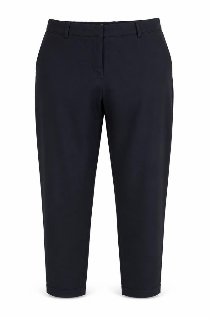 Front view of n3xt women’s black polyester trousers, size UK 12, 26-inch leg regular hook & eye
