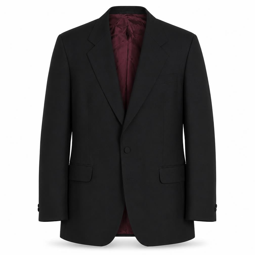 Front view of Skopes men’s black polyester jacket suit jacket, size 38