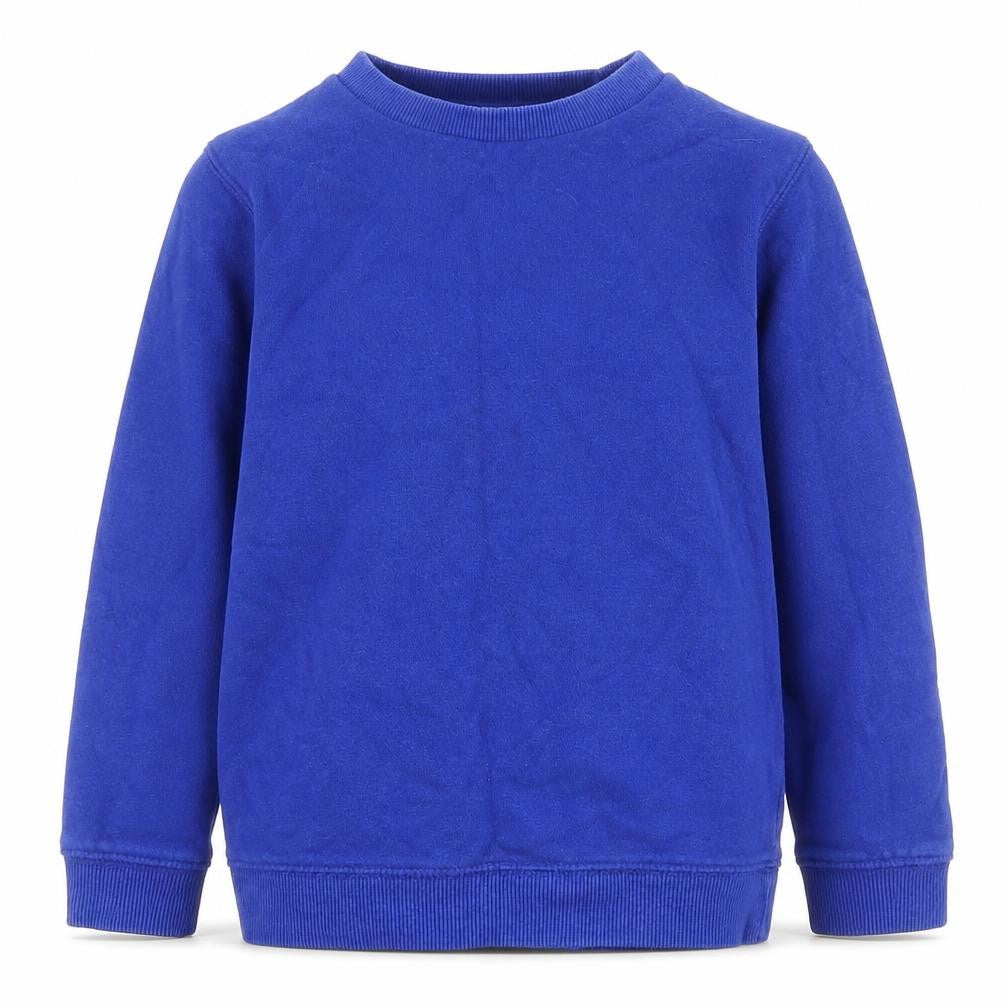 Front view of Tu boys’ blue cotton pullover sweatshirt, size 4, years pullover - school wear