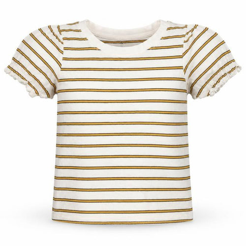 RTR Girls White Striped Cotton Pullover T-Shirt Size 5 Years Crew Neck