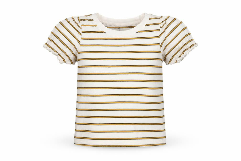 RTR Girls White Striped Cotton Pullover T-Shirt Size 5 Years Crew Neck