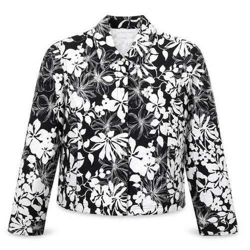 Liz Clasiborne Womens Black Floral  Jacket  Size S  Snap