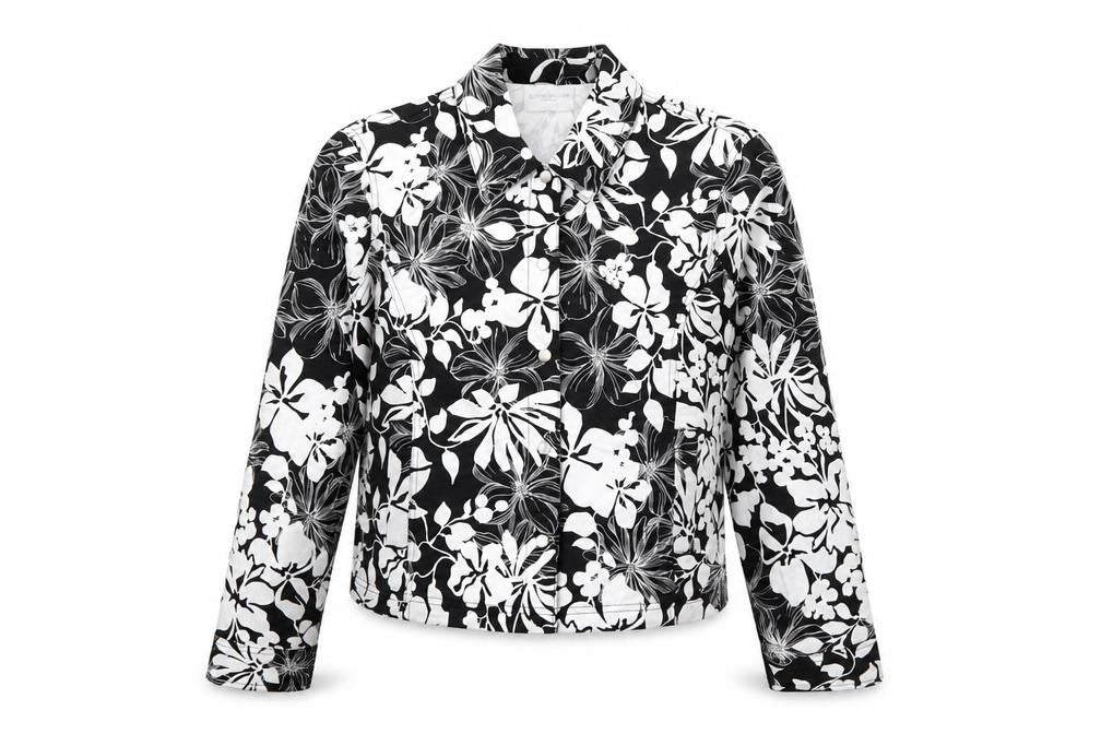 Liz Clasiborne Womens Black Floral  Jacket  Size S  Snap