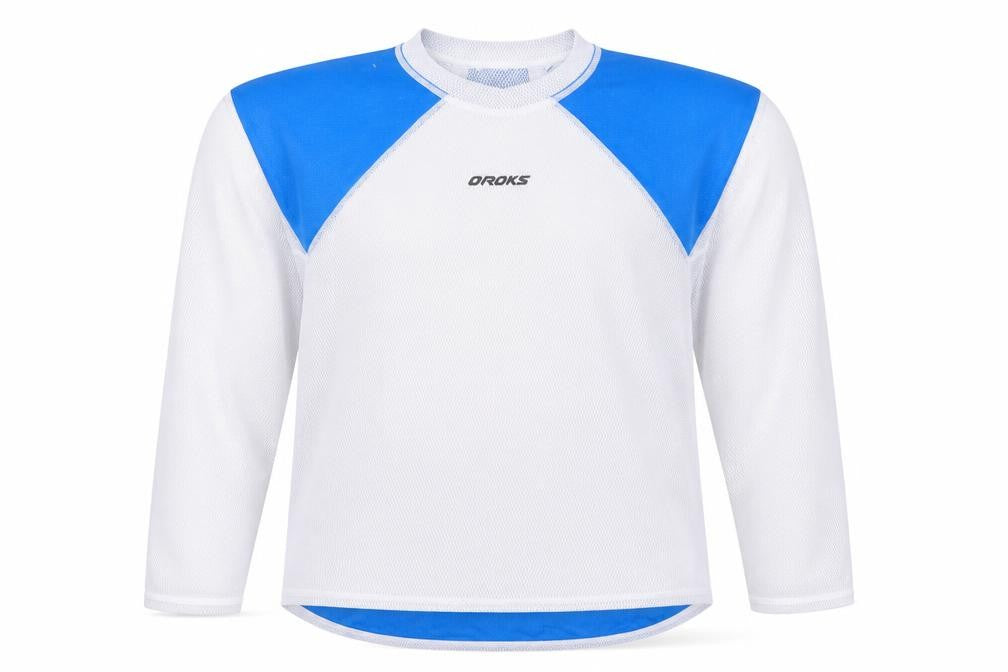 Front view of Decathlon boys’ white colourblock polyester pullover t-shirt, years round neck pullover - activewear