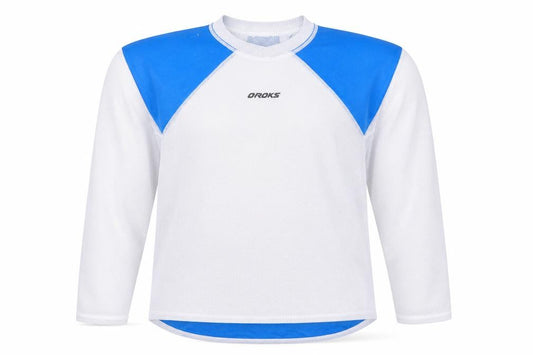 Front view of Decathlon boys’ white colourblock polyester pullover t-shirt, years round neck pullover - activewear