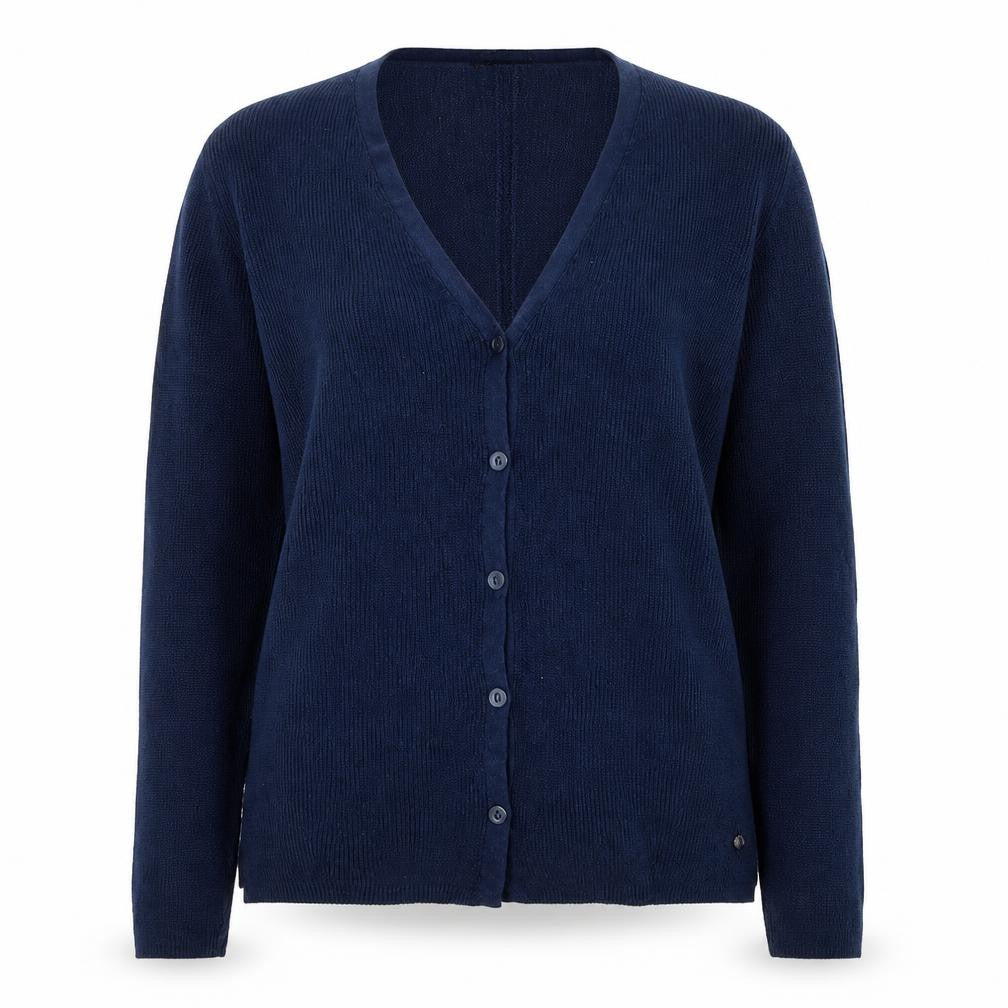 Olsen Womens Blue V-Neck  Cotton Cardigan Jumper Size 12