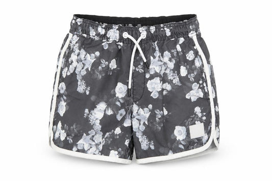 Front view of Supply & Demand women’s grey floral polyester bermuda shorts, size UK 10 regular drawstring - estimated size