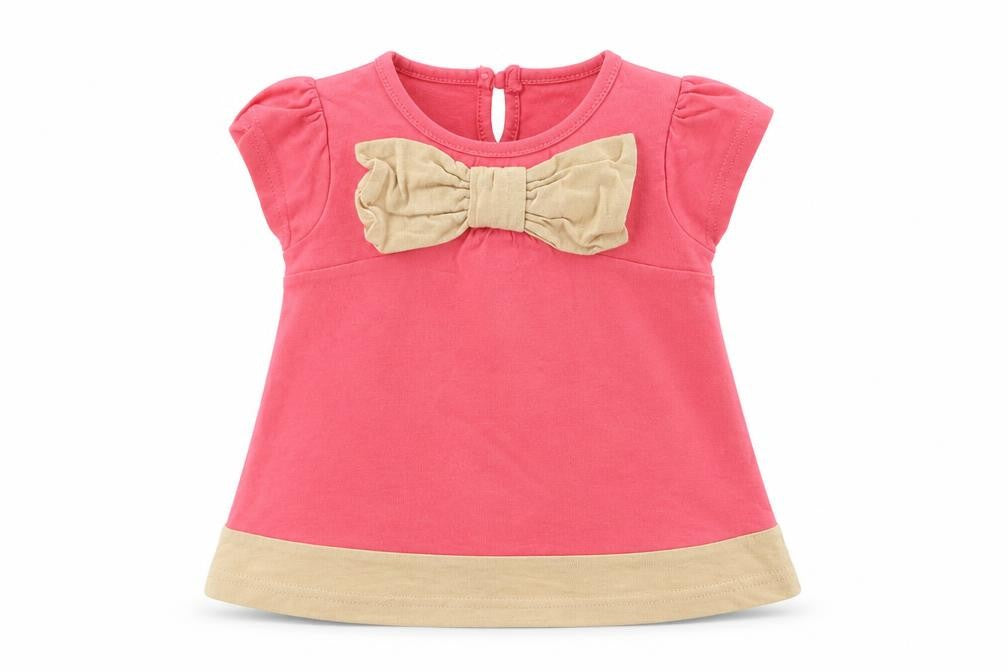 Front view of Next Baby Pink Cotton Basic Blouse, size 6-9, Months Crew Neck Button