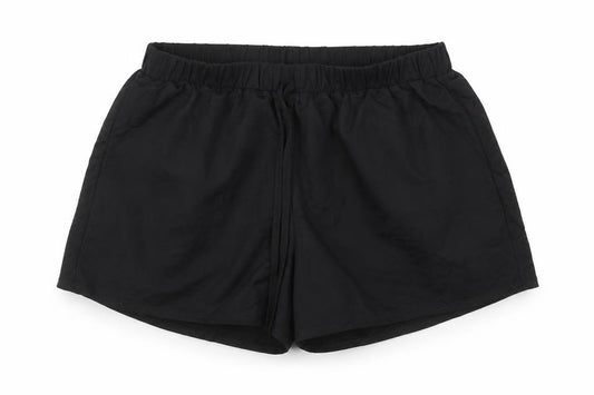Front view of ASOS women’s black viscose bermuda shorts, size UK 8, regular drawstring