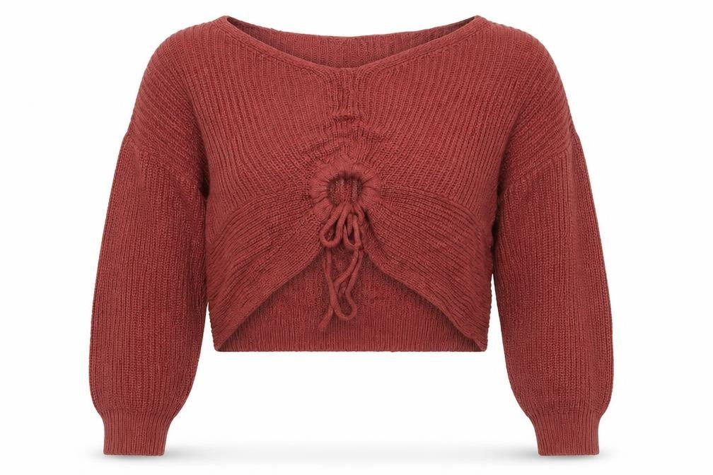 Front view of Jolie & Joy women’s pink v-neck acrylic jumper, size M