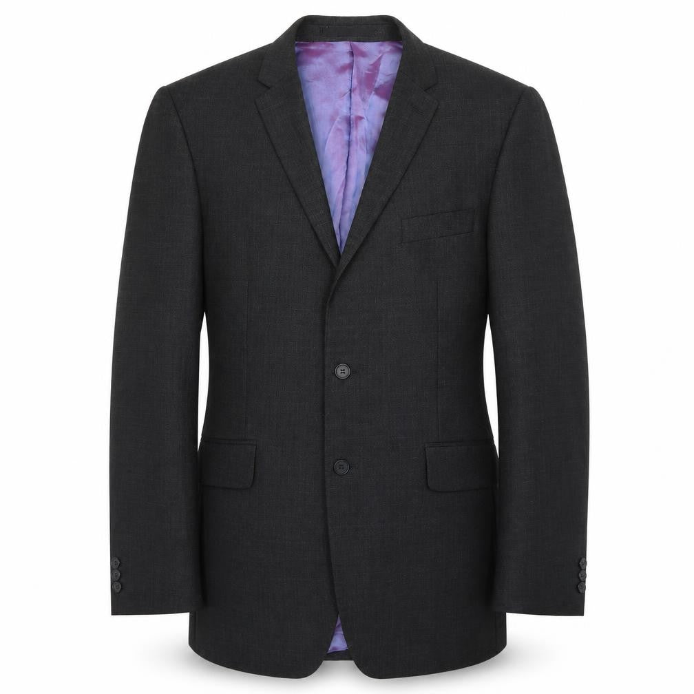Front view of Burton men’s grey wool jacket blazer, size 40