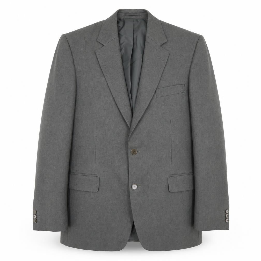 Front view of Pinstripe men’s grey polyester jacket blazer, size 44