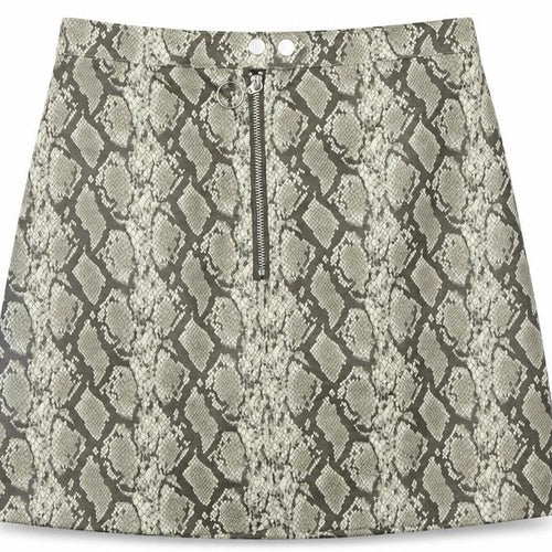 H&M Womens Brown Animal Print Polyester A-Line Skirt Size 10   Zip