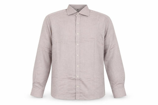 Front view of Eterna men’s purple polyester button-up, size 17, collared button