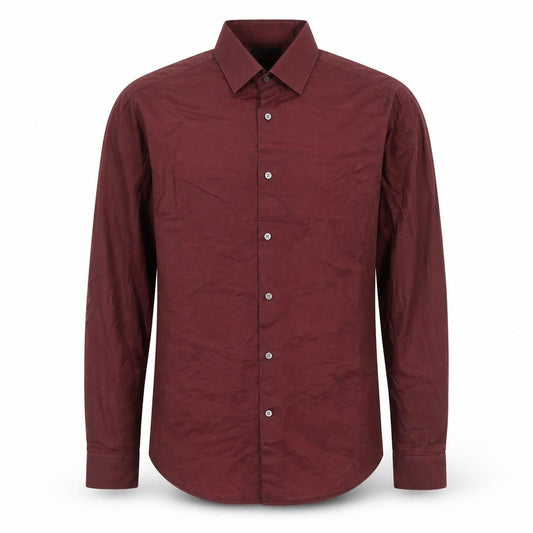 Front view of Ventuno men’s red cotton button-up, size S, collared button