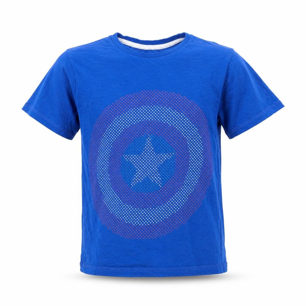 Character Boys Blue  100% Cotton Pullover T-Shirt Size 10-11 Years Crew Neck Pullover - Avengers