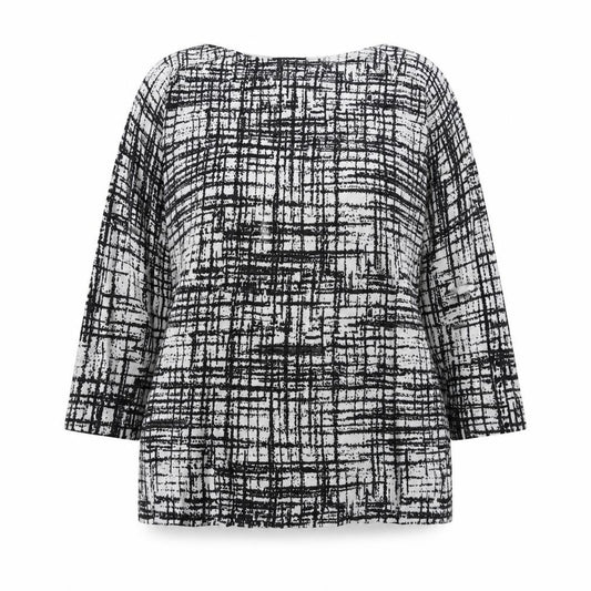 Front view of Papaya women’s white boat neck geometric viscose jumper, size UK 16