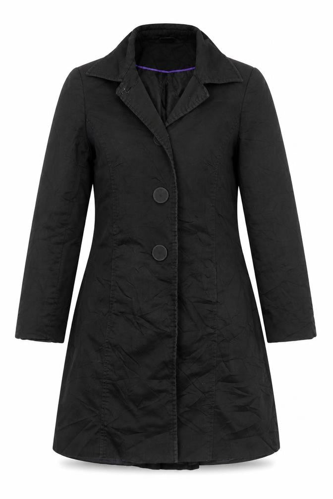 Front view of South women’s black overcoat coat, size UK 10
