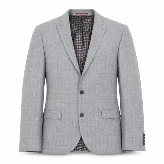 Front view of Next men’s grey houndstooth polyester jacket suit jacket