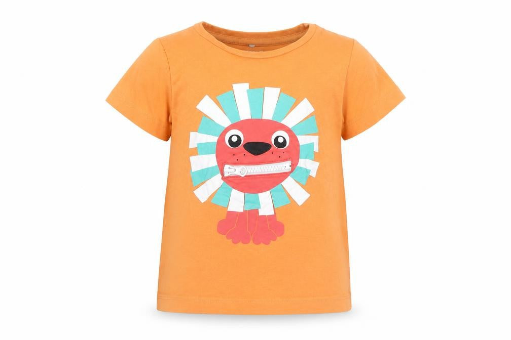 name it Girls Orange  Cotton Pullover T-Shirt Size 9-12 Months Crew Neck