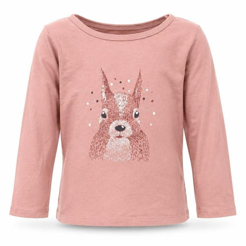 RTR Girls Pink  Cotton Pullover T-Shirt Size 5 Years Crew Neck  - Squirrel
