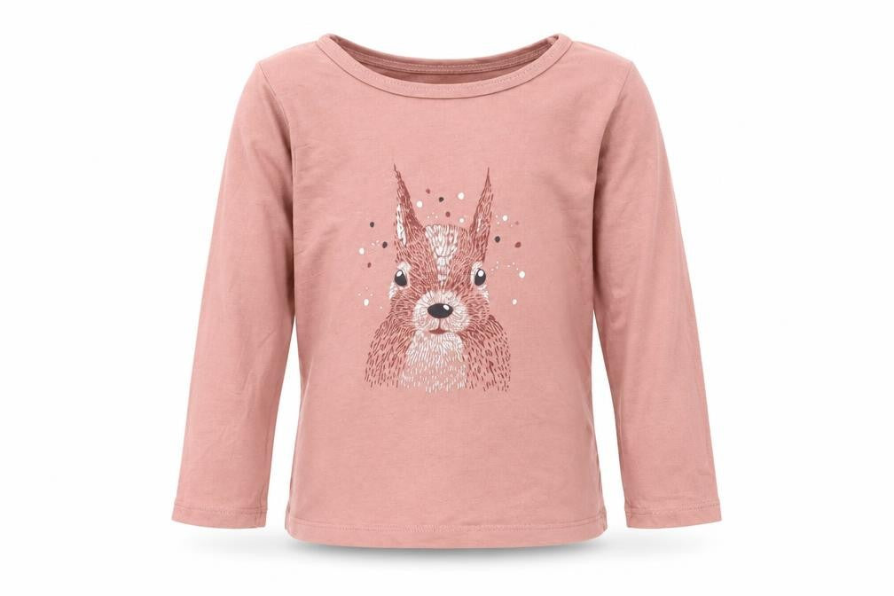 RTR Girls Pink  Cotton Pullover T-Shirt Size 5 Years Crew Neck  - Squirrel