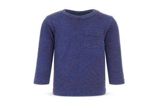 Front view of MNexty Baby Blue Cotton Pullover T-Shirt, size 12-18, Months Crew Neck