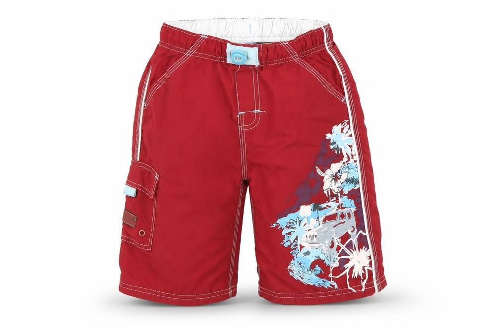 Front view of Pumpkin Patch boys’ red polyester cargo shorts, size 4, years regular
