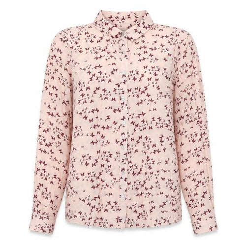 Pull&Bear Womens Pink Geometric Polyester Basic Button-Up Size M Collared - Butterfly