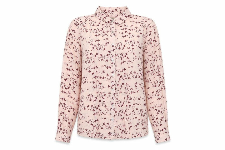 Pull&Bear Womens Pink Geometric Polyester Basic Button-Up Size M Collared - Butterfly